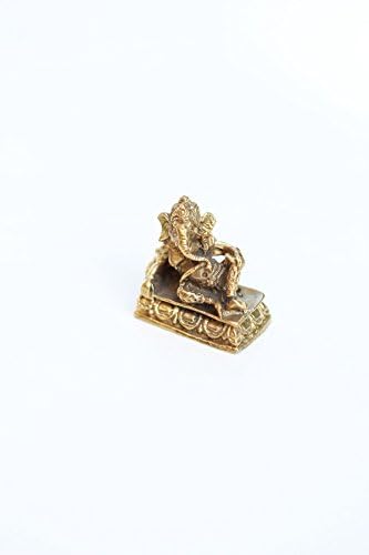 Small Ganesh Reclining Miniature Statue Magic Amulet Golden for Luck and Success
