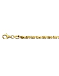 14K 24" Yellow Gold 5.0mm Polish Solid Diamond Cut Royal Rope Chain With Pear Shape Clasp