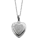 14K White Gold Heart Shaped Diamond Locket