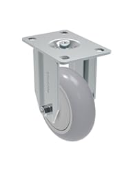 BISS: Schioppa FLA 412 SPE - Flat Tread L12 Series 4" x 1-1/4" Diameter Rigid Caster, Non-Marking Extra Soft Thermoplastic Rubber Precision Ball Bearing Wheel, Plate 3-3/4" x 2-1/2" (Bolt Holes 3" x 1-3/4"), 185 lb - Schioppa