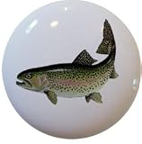 Rainbow Trout Fish Ceramic Cabinet Drawer Pull Knob