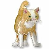 Clearly Charming Cream And White Kitty Sterling Silver and Enamel Pin