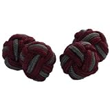 Maroon & Grey Silk Knot Cufflinks