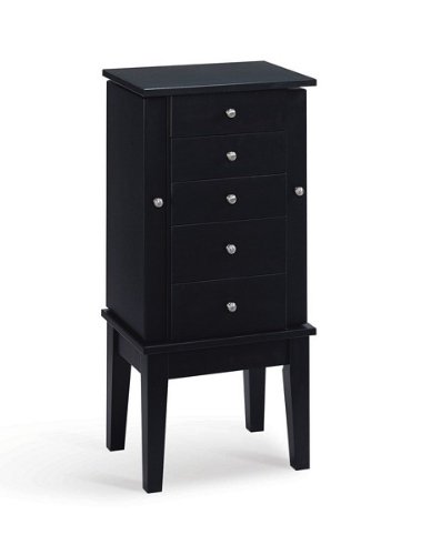 Contemporary espresso finish wood jewelry armoire cabinet chest