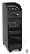 PIBBS Lockable Portable Styling Station with 4 Trays and Built-In Appliance Holder Black Laminate (Model: D38BL)