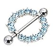 Stainless Steel Shields Nipple Ring with Light Blue CZ - Sold Individually