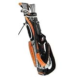 Intech Lancer Junior Golf Set, (Left-Handed, Age 8 to 12, 17.5 degree Driver, 4/5 Hybrid Iron, Wide Sole 7 and 9 irons, Junior Putter, Deluxe Stand Bag)