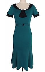 Scoop Neck Mermaid  Short Sleeves Midi Dress  With Ruffles