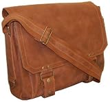 David King Distressed Leather Messenger Bag British Tan