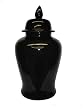 Black Chinese temple jar - hand glazed porcelain - 24"H