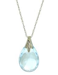 14k Gold Pendant Necklace with Genuine Briolette Blue Topaz
