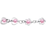 Pink Faux Pearl Blooming Floral Hearts Belly Chain