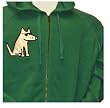 Designer Cotton Hooded Sweatshirt - Full Zip Applique Cotton Hooded Sweatshirt Featuring Teddy the Dog Graphic for Adults - Grass - XX-Large