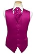 Tuxedo Vest - Solid Satin with Matching Pin Ascot, Fuschia