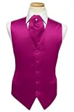 Tuxedo Vest - Solid Satin with Matching Pin Ascot, Fuschia (43-46 = large)