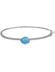 Sterling Silver Gemstone Bangle Bracelet, 7"