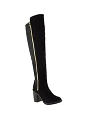 Shoes: Fashion Thirsty Womens Chunky Heel Over The Knee Thigh High Winter Boots Stretch Wide Leg Size 7