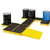 Eagle 1633 Yellow and Black Polyethylene Single Drum Modular Spill Platform with Grating, 2000 lbs Load Capacity, 26