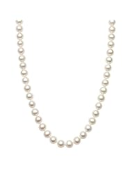 Sterling Silver A Quality 7.5-8mm White Freshwater Pearl Princess Strand Necklace, 18 Inch