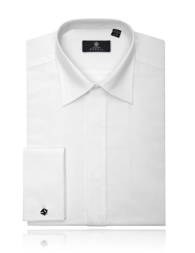 Alexander Dobell Men's Laydown Collar Plain Front Tuxedo Shirt