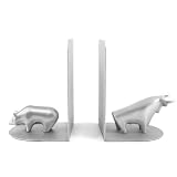 Brushed Silver Plated Bull and Bear Bookends