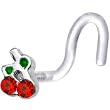 Bioplast Red Cherry Gem Nose Screw Ring