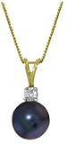 14k Two Tone Gold Necklace with Natural Diamond and Pearl 318iIjk RIL. SL160 14k Two Tone Gold Necklace with Natural Diamond and Pearl