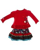 Catimini *Spirit City* Red L/S Top and Multi Colored Layer Skirt Set