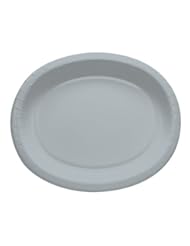 Kitchen: Creative Converting 8 Count Oval Paper Platters, Shimmering Silver - Creative Converting
