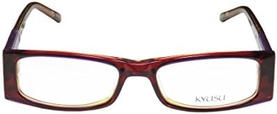Kyusu 1136 Womens/Ladies Rectangular Full-rim Eyeglasses/Spectacles (48-15-130, Bordeaux / Musturd / Purple)