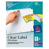 Avery Index Maker Clear Label 8-12 x 11 Inch Dividers with 12 White Tabs 5 Pack (11429)