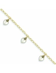 Genuine 14K Two-Tone Polished Dangle Heart Baby Bracelet 1 Gram Of Gold 100% Satisfaction Guaranteed.