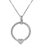 Elegant Sterling Silver 925 Brilliant Cut Genuie Diamonds Twisted Station Circle Pendant Necklace with Heart Center with Chain