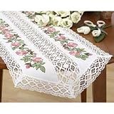 Roses & Lace Cross-Stitch Table Runner