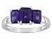 STERLING SILVER 1.85CTW EMERALD CUT AMETHYST 3 STONE RING