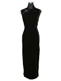 Black swan plain silk velvet Chinese dress