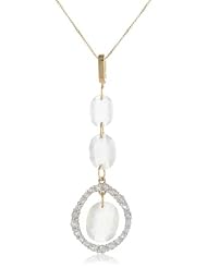Sterling Silver with Yellow Gold Plated Moonstone and White Topaz Drop Pendant Necklace, 18"