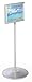 Pedestal Sign Stand with Telescoping Height-Adjustable Design, Double-Sided Frame with Top-Loading Setup for 11x8.5 Prints - Silver, Aluminum