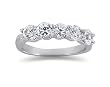 1.50 Prong Set 5 Stone Diamond Wedding Band in 18K White Gold