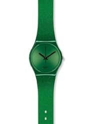 Swatch GG213 deep shine green dial shiny green silicone strap unisex watch NEW