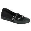 Women's O-Ring Mary Jane Shoe Gothic Punk Style Black Canvas Sneaker