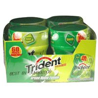 Trident Green Apple Fusion Gum, 60 Pieces Bottle - 4 Ea by Sugar-Free Candy