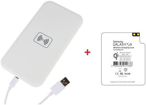 VersionTech Qi Wireless Charger Charging Pad + Wireless Charging Receiver Galaxy S5 SV i9600 (May not Compatible with OEM S-view Flip Cover) (White)