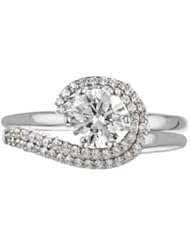 Ann Harrington Jewelry 14k White Gold 1/2 Ct Tw Diamond Scroll Design Antique Style Ring Wrap Enhancer