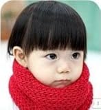 Dream mart ネックウォーマー ニット キッズ 子供 赤ちゃん マフラー 暖かい シンプル フリー 冬 ベビーおしゃれ (F, レッド)