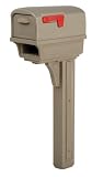 Solar Group GC1M0000 Large Deluxe Plastic Mailbox and Post Combo, Mocha