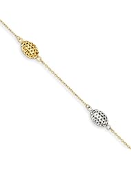 14k Two-tone Diamond Cut Bead Bracelet Length 7.25"