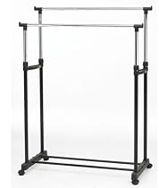 Proteam Double Clothes Rack, Black and Chrome