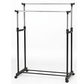 Proteam Double Clothes Rack, Black and Chrome