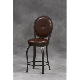 Antique Bronze Metal Bar Stool With Chocolate Seat 